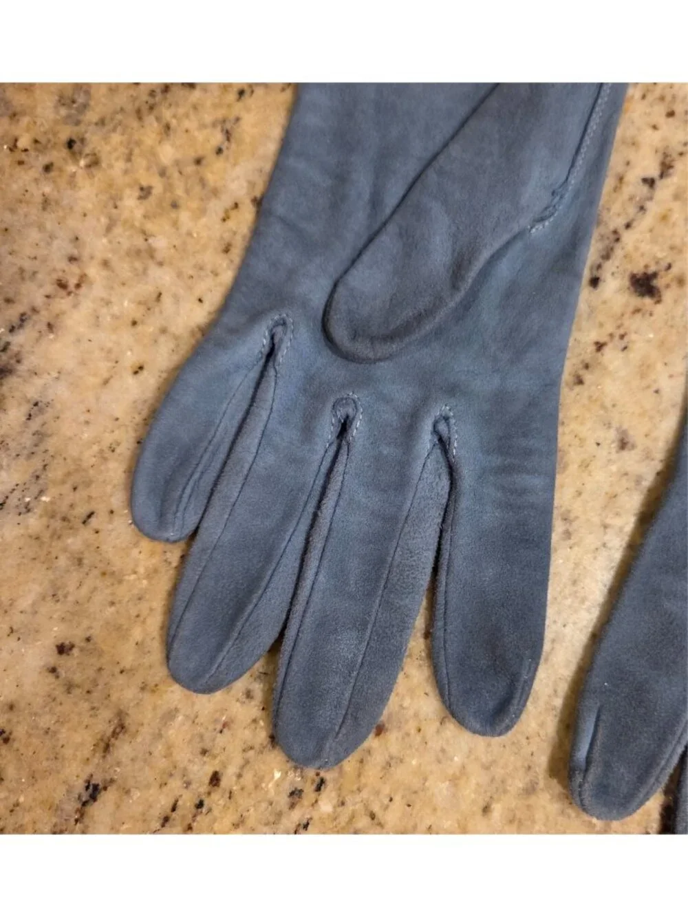 Vintage Womens Size S 6.5 Light Blue Suede Formal Gloves 10